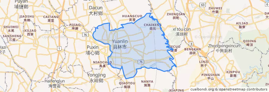 Mapa de ubicacion de 員林市.