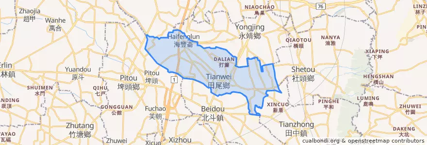 Mapa de ubicacion de 田尾鄉.