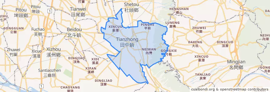 Mapa de ubicacion de 田中鎮.