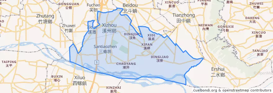 Mapa de ubicacion de 溪州鄉.