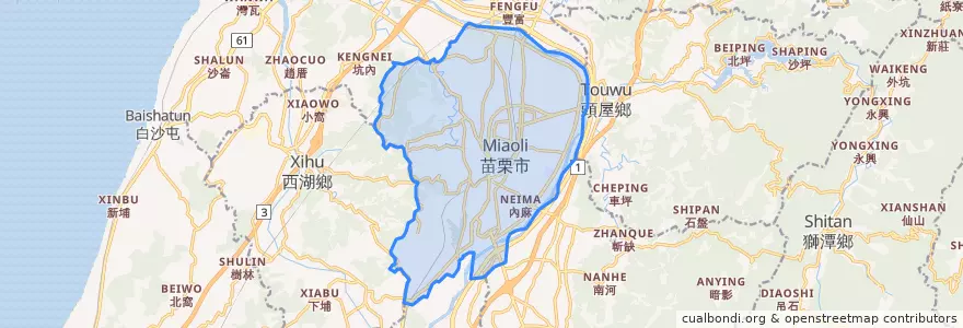 Mapa de ubicacion de 苗栗市.