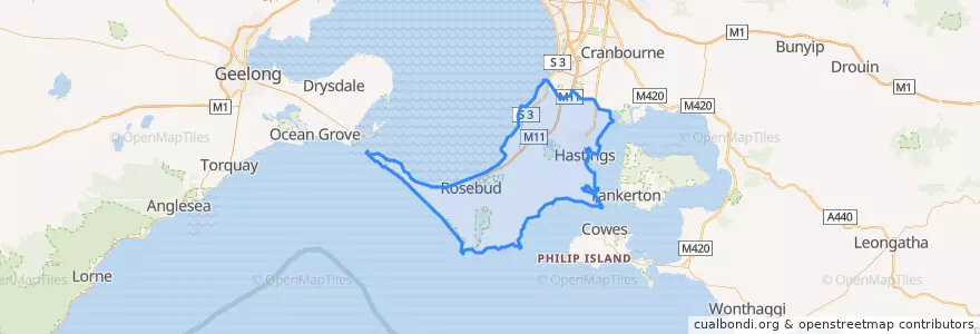 Mapa de ubicacion de Shire of Mornington Peninsula.