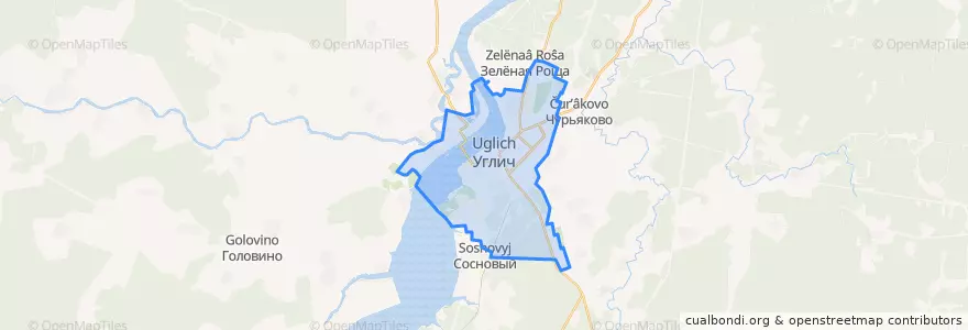 Mapa de ubicacion de городское поселение Углич.