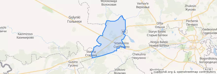 Mapa de ubicacion de Сметанинское сельское поселение.