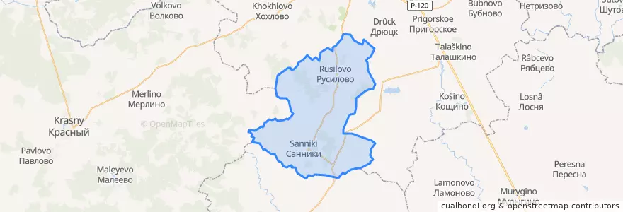 Mapa de ubicacion de Пионерское сельское поселение.