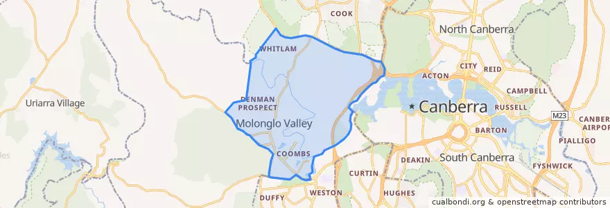 Mapa de ubicacion de District of Molonglo Valley.