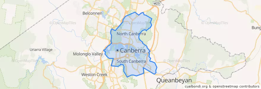Mapa de ubicacion de District of Canberra Central.