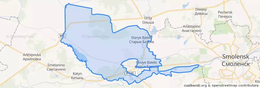 Mapa de ubicacion de Гнёздовское сельское поселение.