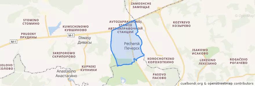 Mapa de ubicacion de Печерское сельское поселение.