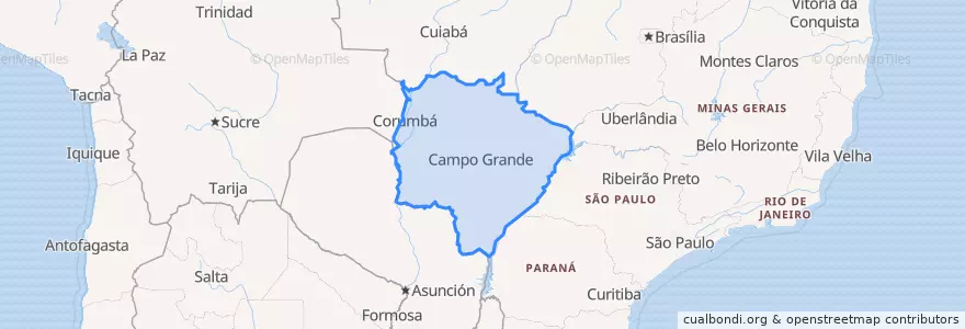 Mapa de ubicacion de Mato Grosso del Sur.