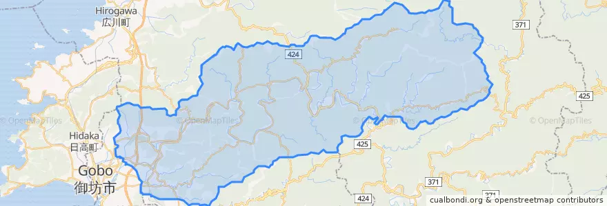 Mapa de ubicacion de Hidakagawa.