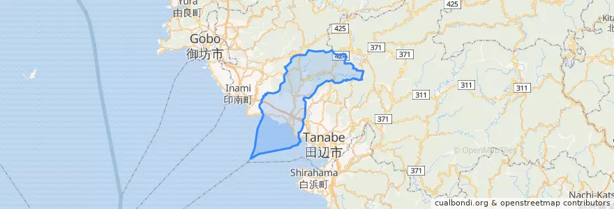 Mapa de ubicacion de みなべ町.