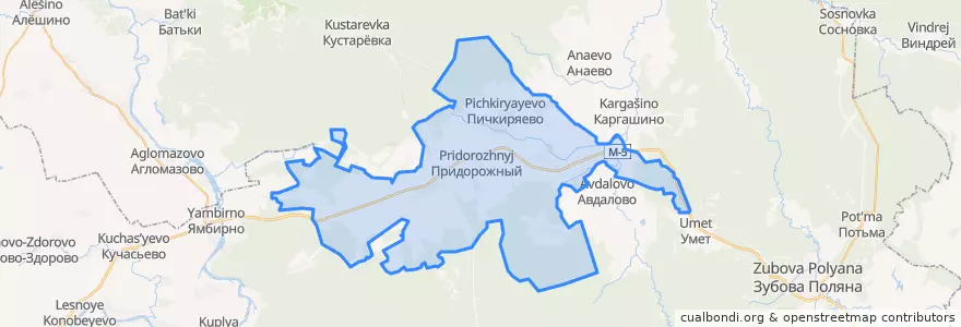 Mapa de ubicacion de Придорожное сельское поселение.