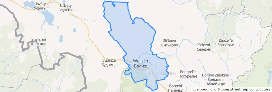 Mapa de ubicacion de Велижское городское поселение.
