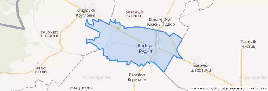 Mapa de ubicacion de Руднянское городское поселение.