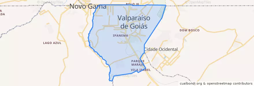 Mapa de ubicacion de Valparaíso de Goiás.