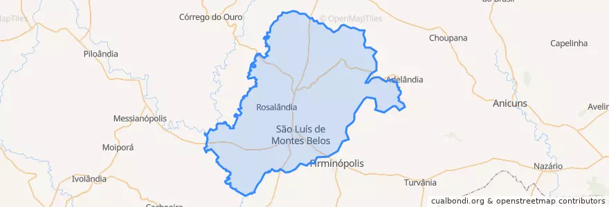 Mapa de ubicacion de São Luís de Montes Belos.
