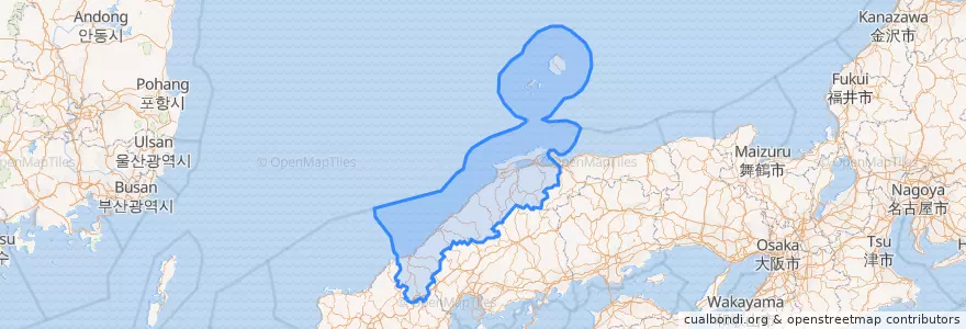 Mapa de ubicacion de 島根県.