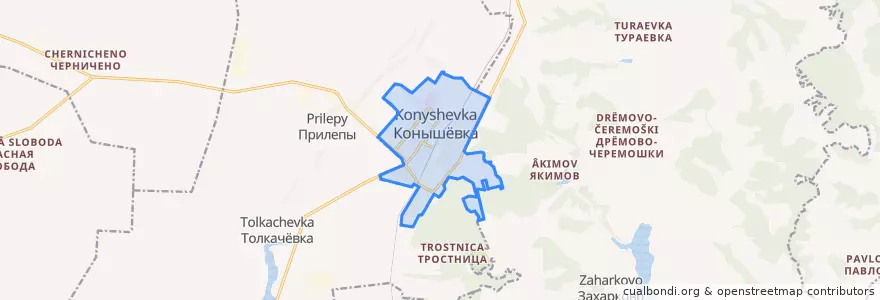 Mapa de ubicacion de городское поселение Конышёвка.