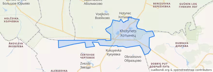 Mapa de ubicacion de городское поселение Хотынец.