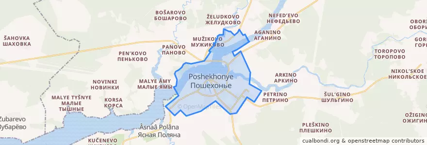 Mapa de ubicacion de городское поселение Пошехонье.