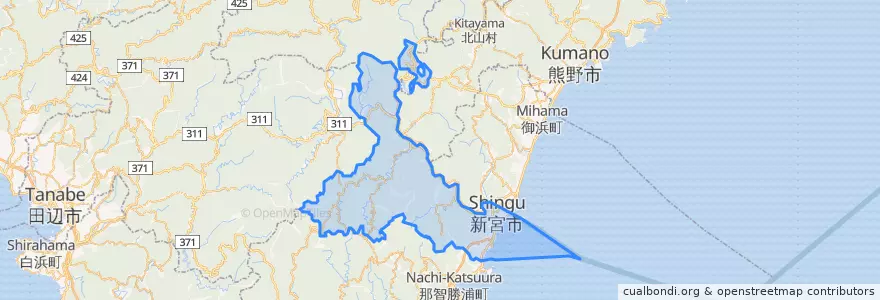 Mapa de ubicacion de 新宮市.