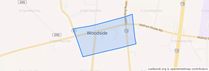 Mapa de ubicacion de Woodside.