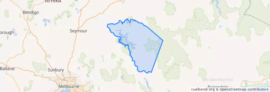 Mapa de ubicacion de Shire of Mansfield.
