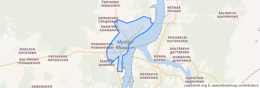 Mapa de ubicacion de городское поселение Мышкин.