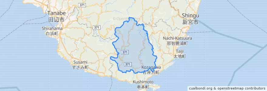 Mapa de ubicacion de 古座川町.
