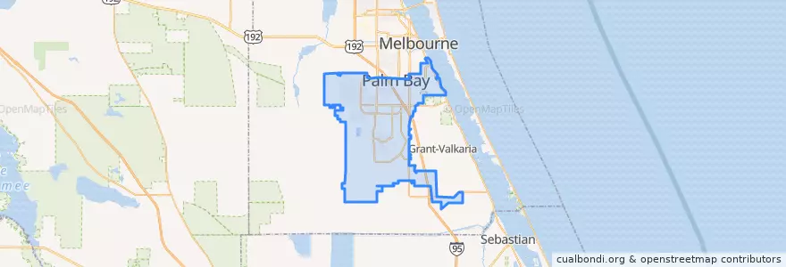 Mapa de ubicacion de Palm Bay.