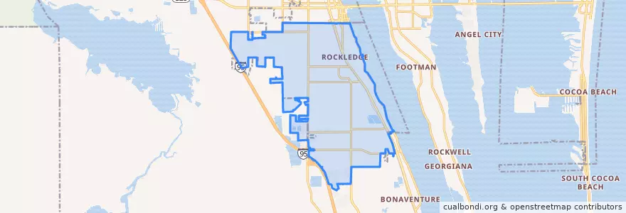 Mapa de ubicacion de Rockledge.