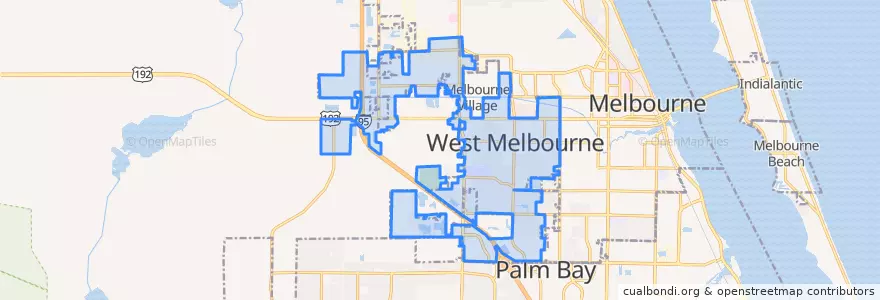 Mapa de ubicacion de West Melbourne.