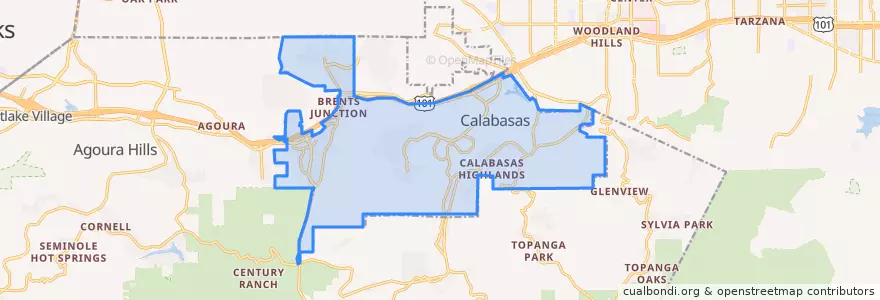 Mapa de ubicacion de Calabasas.