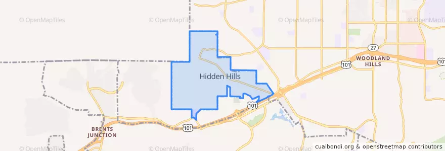 Mapa de ubicacion de Hidden Hills.
