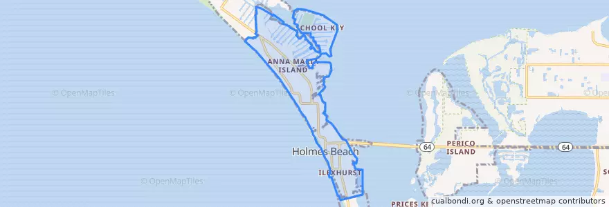 Mapa de ubicacion de Holmes Beach.