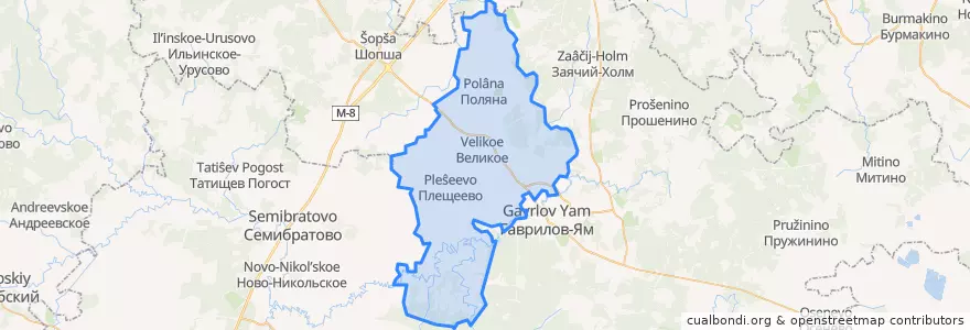 Mapa de ubicacion de Великосельское сельское поселение.