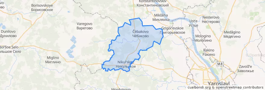 Mapa de ubicacion de Чёбаковское сельское поселение.