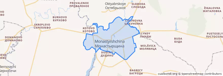 Mapa de ubicacion de Монастырщинское городское поселение.