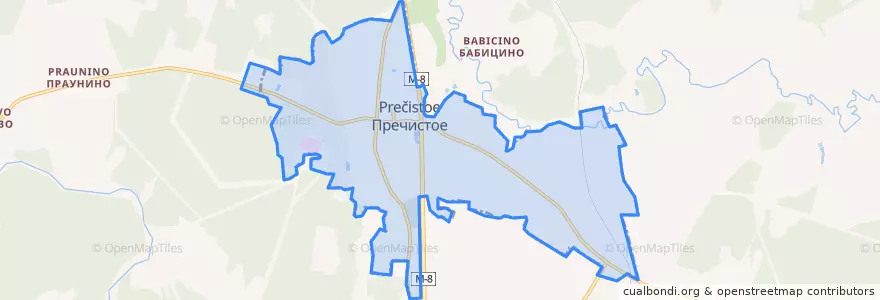 Mapa de ubicacion de городское поселение Пречистое.