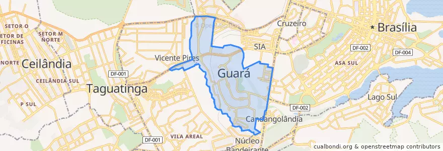Mapa de ubicacion de Guará.