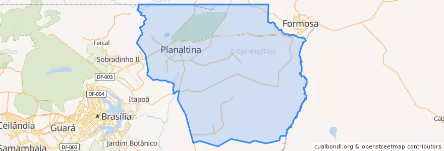Mapa de ubicacion de Planaltina.