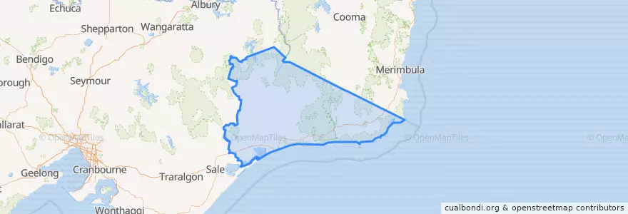 Mapa de ubicacion de Shire of East Gippsland.