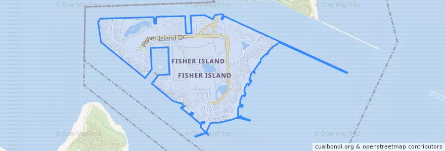 Mapa de ubicacion de Fisher Island.