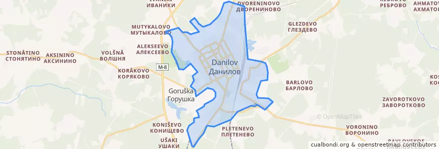 Mapa de ubicacion de городское поселение Данилов.
