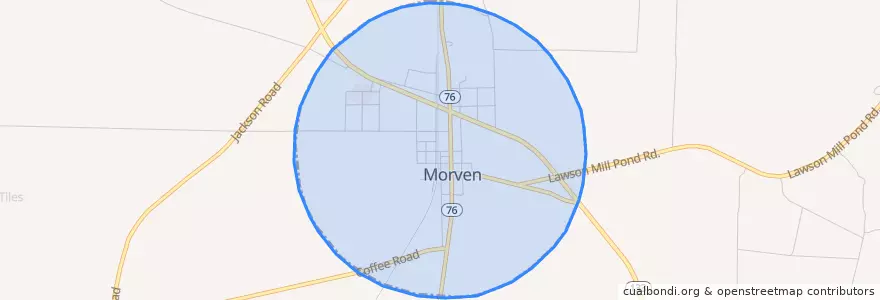 Mapa de ubicacion de Morven, GA.