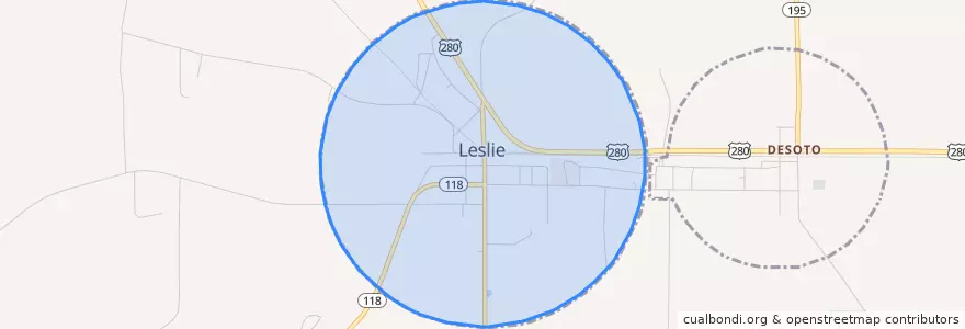 Mapa de ubicacion de Leslie.