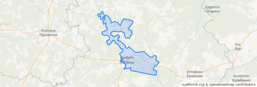 Mapa de ubicacion de городское поселение Любим.
