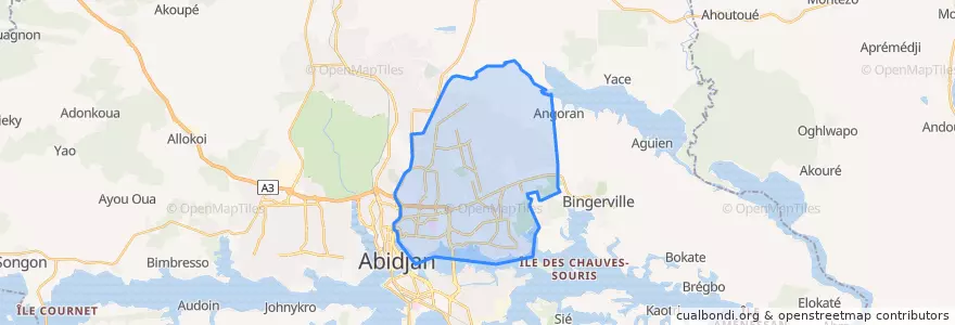 Mapa de ubicacion de Cocody.