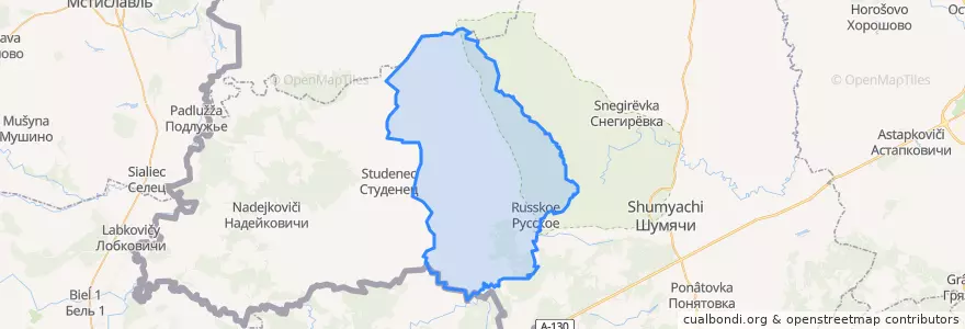 Mapa de ubicacion de Руссковское сельское поселение.